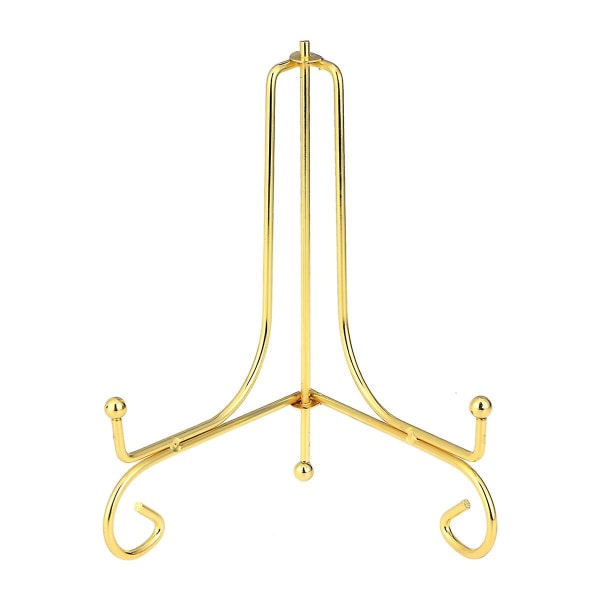 5 tum elegant järndisplayställ bordsdiskställ dekorativa hantverk tallriksdisplayställ bildram konstverk (gyllene) (8*8cm, gyllene)
