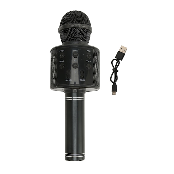 Trådløs Bluetooth Mikrofon Bærbar 4 i 1 Multifunktionel Støjreducerende Karaoke Mikrofon til Hjemme KTV Fest Bil Sort{ee]