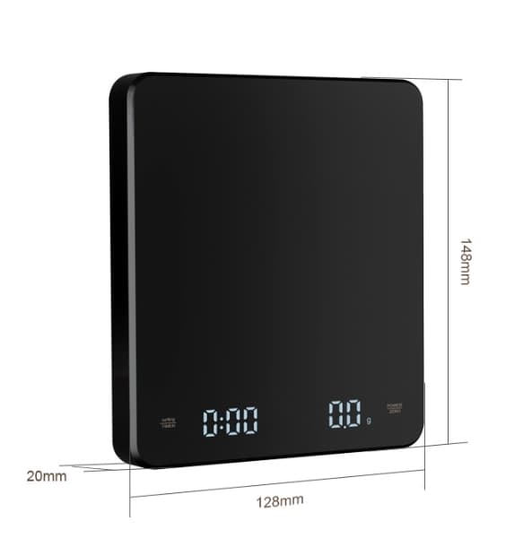 Precision USB Uppladdningsbar Köksvåg Digital 3kg 0.1g med Timer för Matlagning Bakning Kaffe Svart