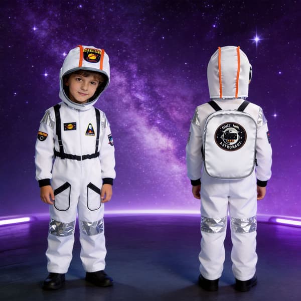 Astronautdräkt för barn, rollspel och utklädnad bodysuit + backpack 110cm