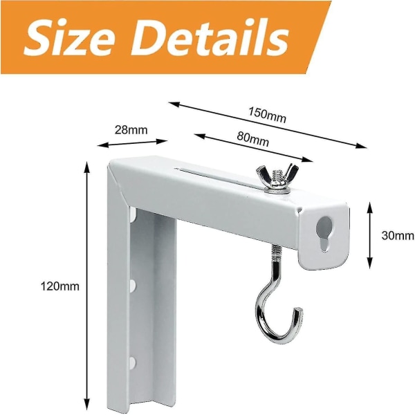 Universal Projector Screen L-bracket Wall Hanging, Adjustable Extension With Hook Manual, Wall Or Ceiling Mount - Includes Hooks And Hardware2pcs)