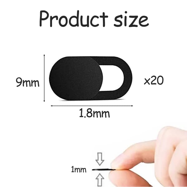 30 pcs Webcam Cover Slider for Privacy, Camera Protection, Phone Camera Protector, 0.027in Thin Design Web Camera Cover Slide (Black)
