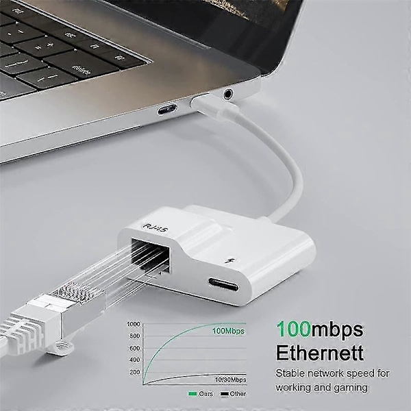 Usb C - Ethernet -sovitin, Usb Type C - Rj45 Gigabit Ethernet Lan -sovitin Pd 60w -laturilla, Air/pro:lle