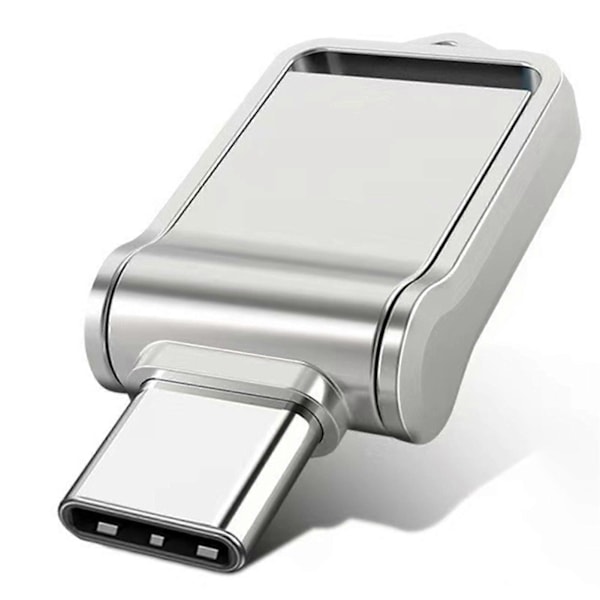 Mini Metal Type C USB Flash Drive Holdbar Bærbar Pendrive til Tablet Telefon Sølv Silver 1TB