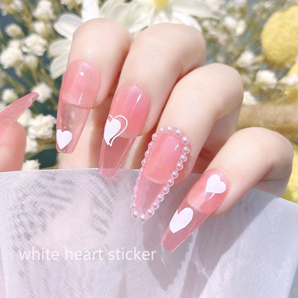 Hjärtformade Nageldekaler, 21 ark 3D Design Nageldekor Självhäftande Nageldekaler Nageldekor för kvinnor flickor