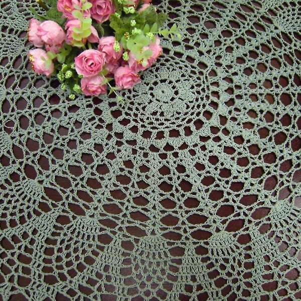 Rund bomull cover ihålig duk för bröllopsmatbordsduk (storlek, färg: 80cm-beige