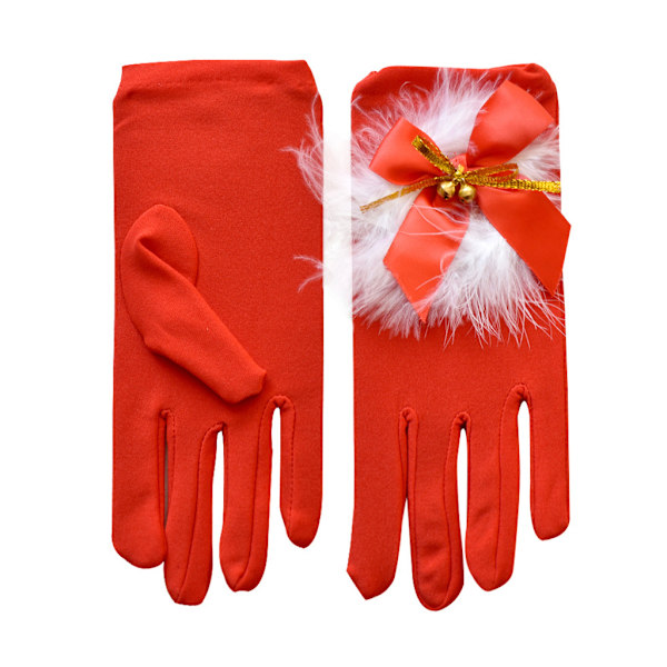 Julhandskar Söta Fjäderklocka Julhandskar Stretch Mjölksilke Korta Mjuka Hel Fingerhandskar Maskerad