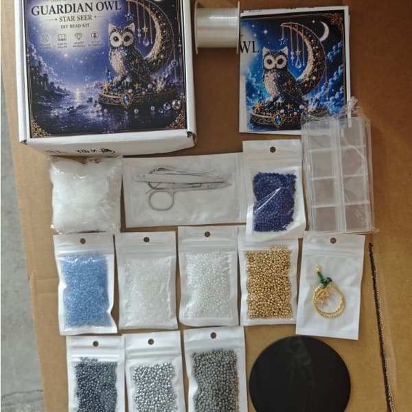 Månekat Luna Guardian DIY Perlesmykkefremstillingssæt, Glasperlesæt til Armbånds- og Halskædefremstilling Fire Fox