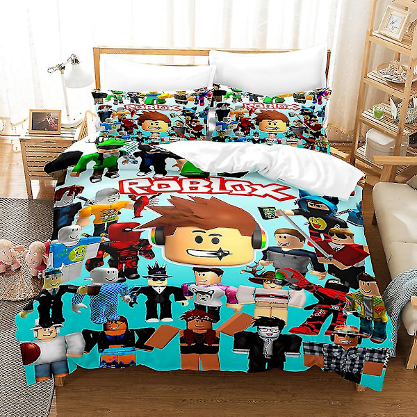 R08 Roblox 3D-tryckt sängklädesset Påslakan Örngott Barnpresent Db UK SINGLE 135x200cm