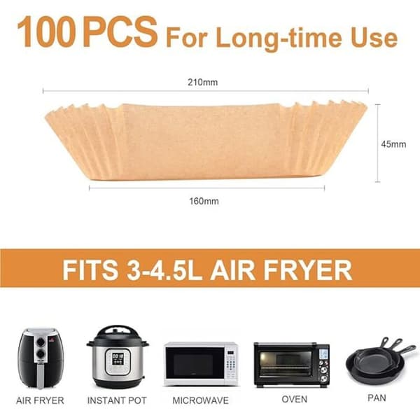 Airfryer bagepapir, 100 stk. 16 cm Airfryer bagepapirforinger, engangs non-stick oliefri bagepapir Airfryer tilbehør