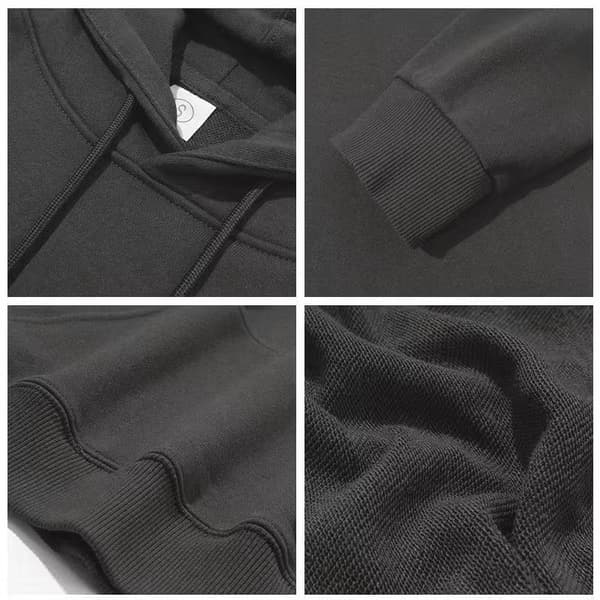 Vinterfleece hettegenser med tegneserietrykk - Unisex varm genser E-Puppy-Black M