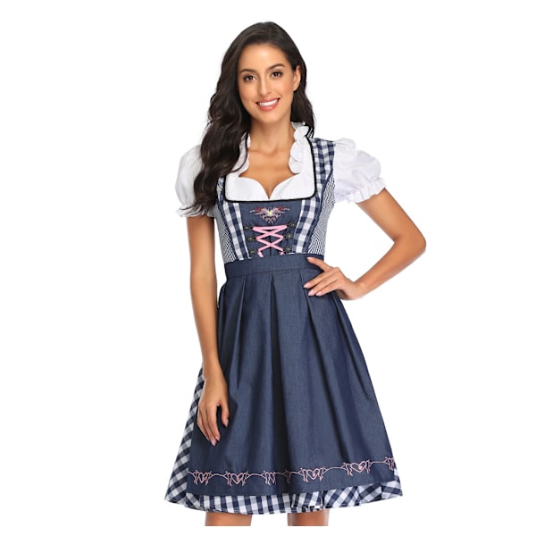 High Quality Traditional German Plaid Dress Oktoberfest Costumes For Adult Women Halloween Fancy Party Style XXL