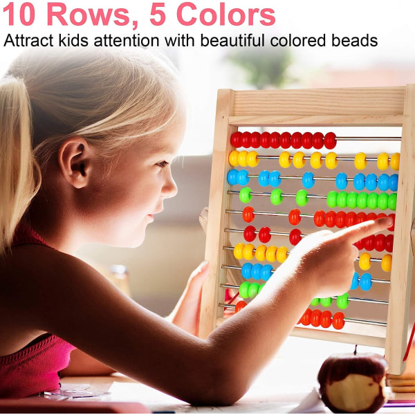 Barninlärningsleksak, 10 rader träramräknare räknestavar, manipulativt matematiskt beräkningsverktyg förskoleinlärningsleksakspresent