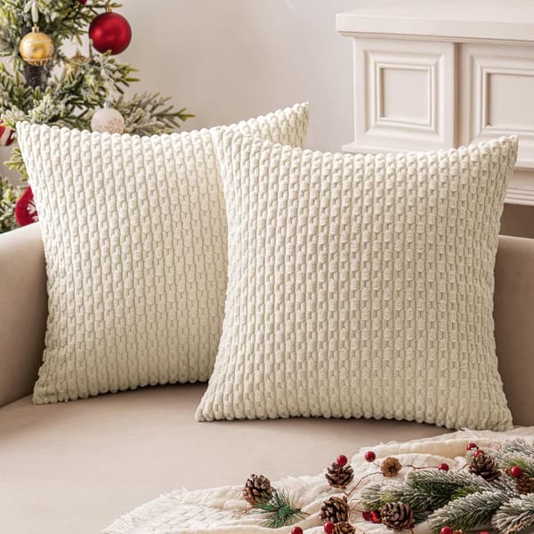 Dekorative pudebetræk moderne pudebetræk bløde til sofa og stue 40x40 cm råhvid 2 stk