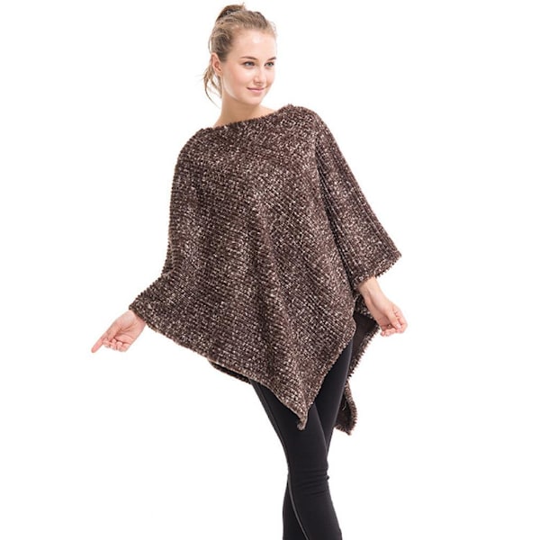 Tjock Tröja Cape Varm Lös Poncho Stor Kappa för Kvinnor