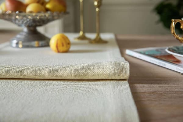 Bordløber i hørpolyester 220x30 cm - Vaskbart beige borddækken til julemiddagsselskab Beige 30 cm x 220 cm