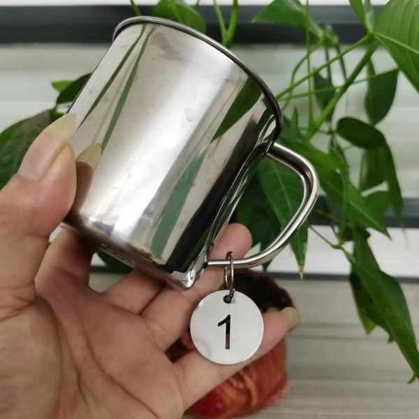 20 stk. 304 rustfrit stål nøgleringe, ID-tag nøglering med hule tal 1 til 20
