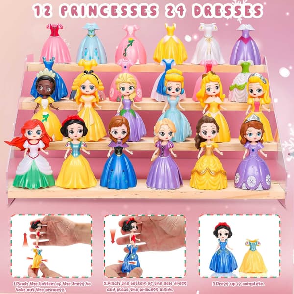 (ee)12 Prinsesse Figurer Legetøj med 24 Stykker Tøj Prinsesse Transformations Legetøj Perfekt Dek