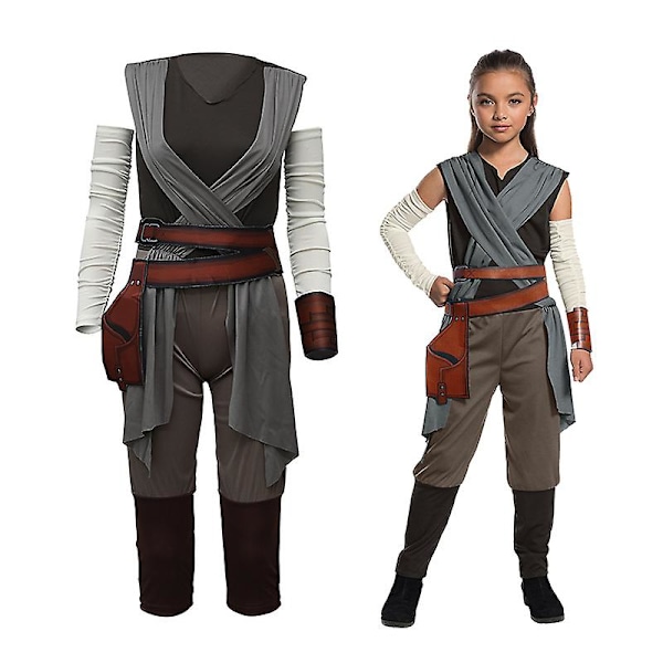 Rey Cosplay Star Wars Rey Skywalker Cosplay Kostym The Rise Of Skywalker Kostymer Uniform Halloweenfestkläder för barnkostym costume L