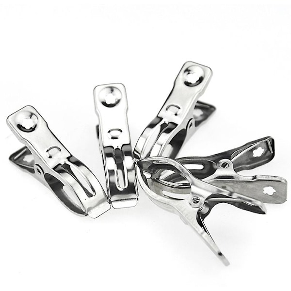 20 stk. Klesklyper i rustfritt stål, 5,8 cm, store klesklyper i metall, vindtette klesklyper