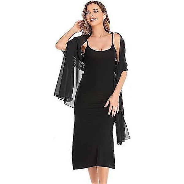 Sort Sjal og Slør Aften Chiffon Elegant Blødt Silkeslør Bryllup Foulard Mariage