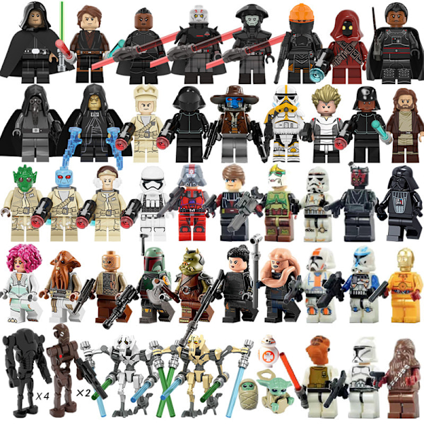 50 kpl Star Wars rakennuspalikka minihahmoja Luke Darth Vader 50 pcs