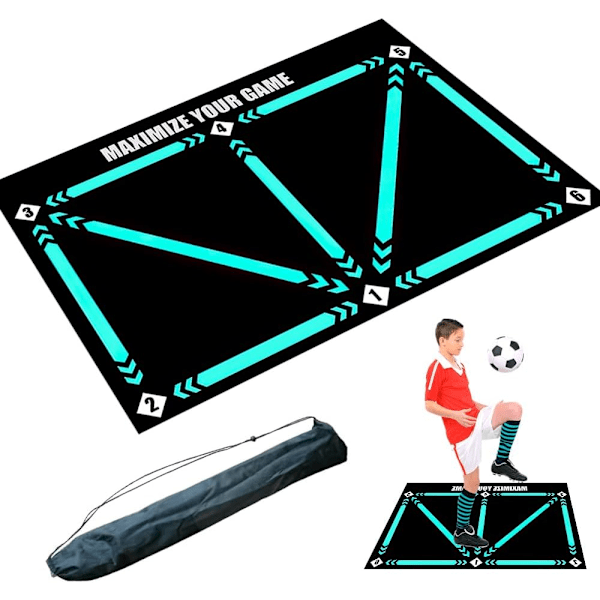 Fotballtreningsmatte, 90 x 60 cm Fotballmatte Ballkontroll, sklisikker Fotballmatte Treningsmatte (Sett B (original + ballsett)) B