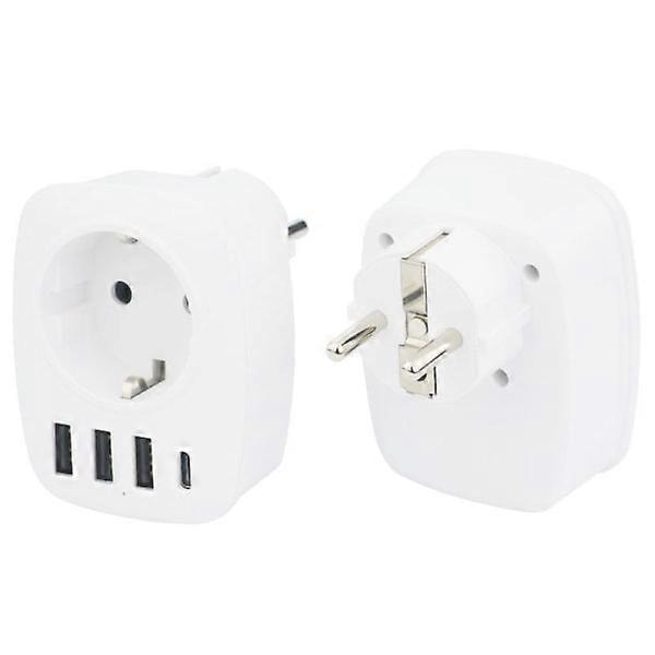 USB-uttak for flere nettverk, USB-lader med flere kontakter med 1 AC-utgang, 1 USB-C og 3 USB-porter, strømuttak kompatibelt med iPhone/iPad
