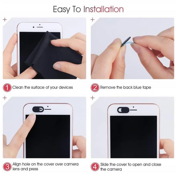 30 pcs Webcam Cover Slider for Privacy, Camera Protection, Phone Camera Protector, 0.027in Thin Design Web Camera Cover Slide (Black)