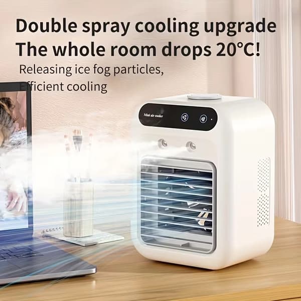 Bærbar mobil aircondition/sprayventilator/USB-genopladelig minikøler til skrivebordet