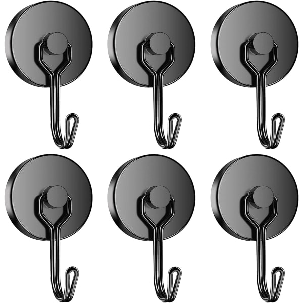 Svarte Magnetiske Kroker 35 LBS Kraftig Neodym Magnetisk Krok Størrelse 6-pk Pack