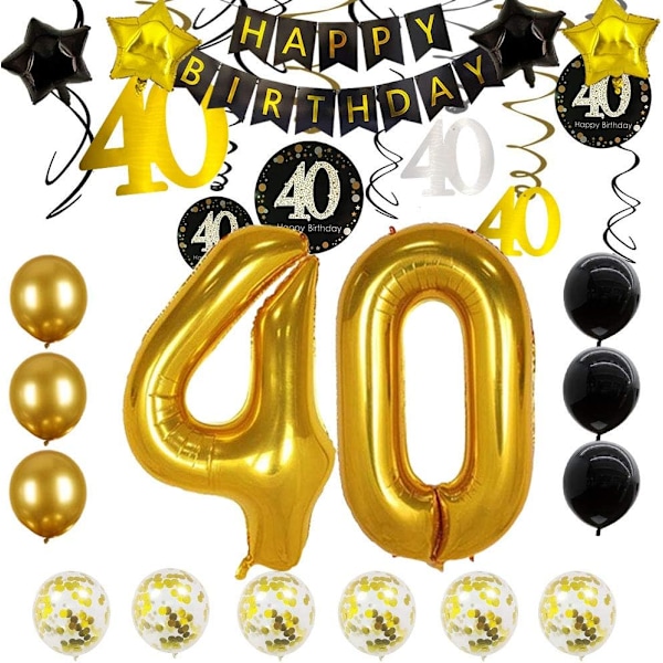 40-årsdekorationer för honom män grattis på 40-årsdagen festballonger dekorationer 40 år 40-årsdag dekor 40-årsdag kvinnor henne