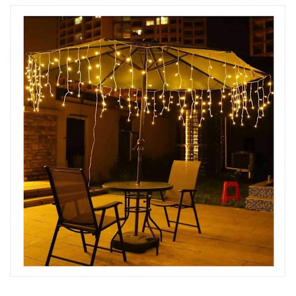 Utendørs julelys - 300 LED-lys 10m juledekorasjonslys / X-mas stikkontaktlys for hage terrasse (varm hvit)