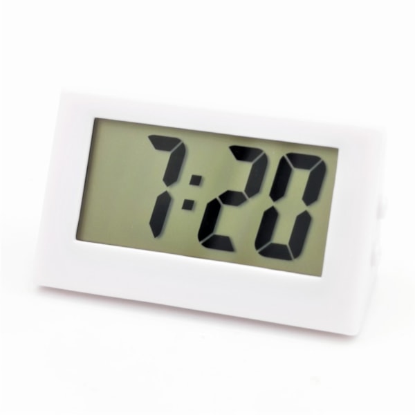 White digital clock, small clock, mini, usable as car clock or T