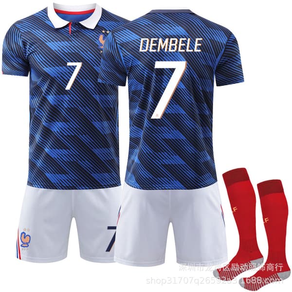 Frankrike hjemmetrøye for herrer til VM 2026, hvit, nummer 10 Mbappe fotballdrakt Size 6 with socks #16