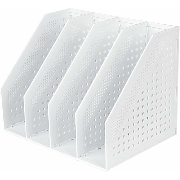 Foldbar Magasinholder med 4 Rum Justerbar Opbevaringsskuffe Skrivebordsorganisator