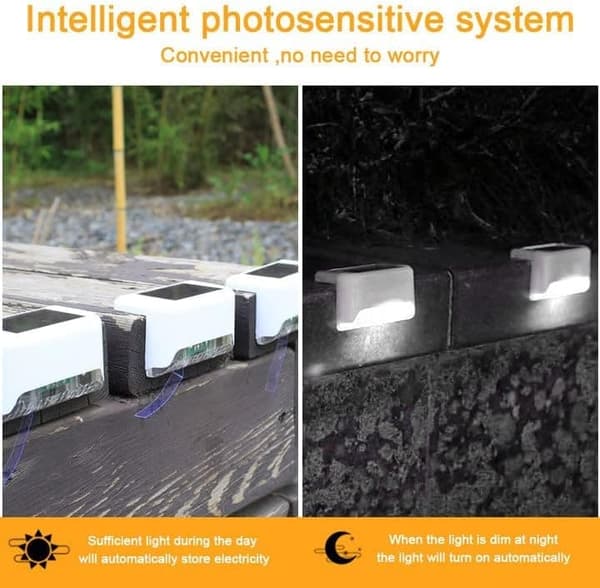 4-pack White LED Solar Lights - Waterproof Outdoor Lights for Steps and Walkway Vit Vitt ljus, 4 st