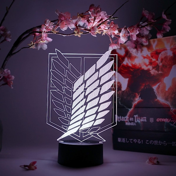 Scout Regiment Symbol Otaku Lampe – Attack on Titan – Anime Lampe Figur Natlampe, 16 Farver RGB LED – Fjernbetjening