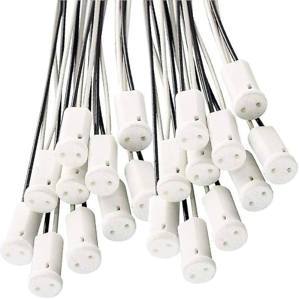 25 delar G4 lamphållare: Keramiska sockel lamphållare för G4 led och halogenlampor med 10 cm kabel