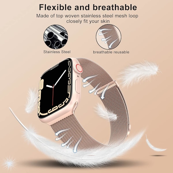 Mesh Loop-armband i stål med magnetlås för dam och herr, ersättning för iWatch-armband (45mm/44mm/42mm/49mm, Regnbåge).{EE}