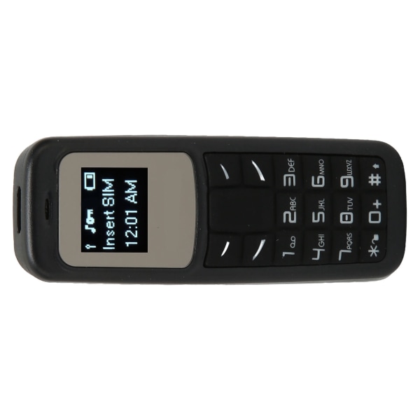 Mini Mobil mobiltelefon Liten mobiltelefon Bluetooth Headset Dialer med öronkrok stöd SIM 0,66 tum Svart
