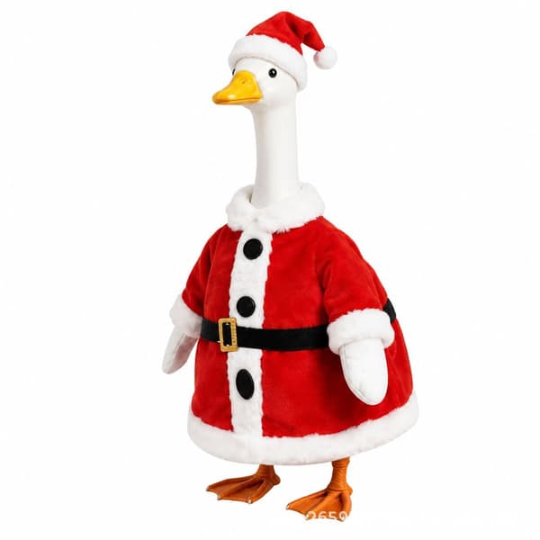 23 tommer jule-havefigur gås med ny vinterfrakke til veranda-julepynt Red socks with candy print