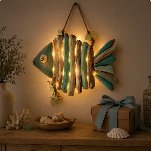 Belyst kustfisk väggdekor nautisk heminredning octopus No light