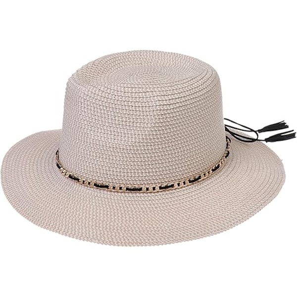 Sommer Stråhat, Bredskygget Sammenfoldelig Dame & Herre, One Size, Strandhat{ee] E pink + beige