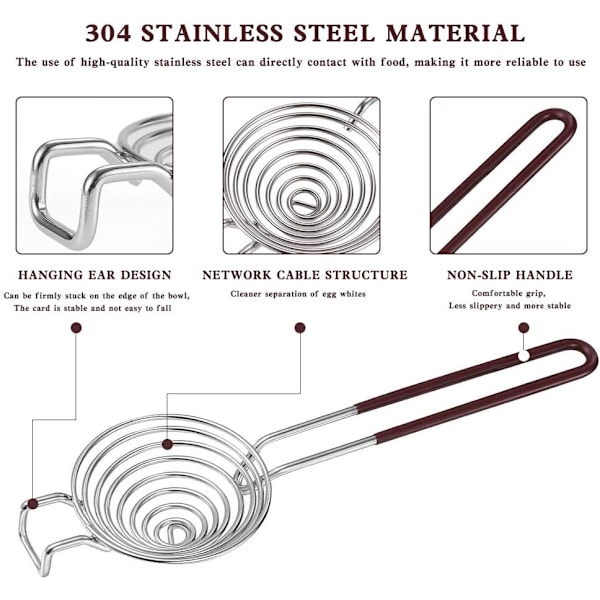 Eggehvite- og eggeplommeskiller - Eggehviteekstraktor - 304 rustfritt stål