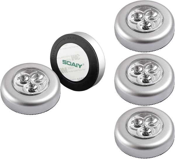 Plug And Play Puck Lights, Ultra-Thin And Compact Design For Wardrobe And Garage, Easy To Install Wireless LED Light, 5-Pack, Cool Light