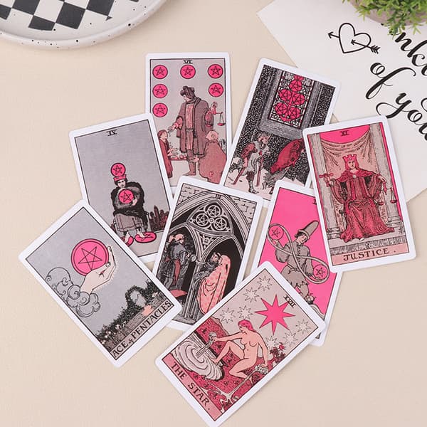 Rosa Tarot för nybörjare Neon Rider Decks i låda Tarotkort