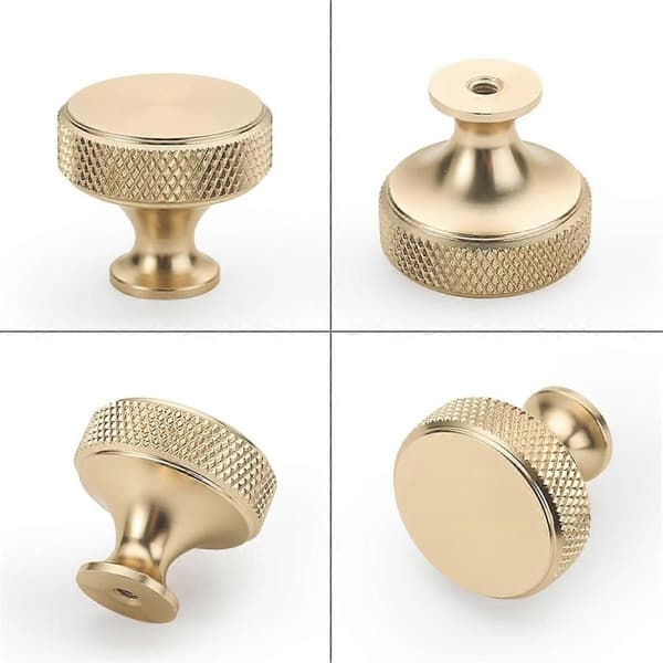 10-pack 3 cm Brushed Gold Cabinet Knobs Fluted Kitchen Cabinet Knobs Gold Drawer Knobs Round Dresser Knobs-Xin
