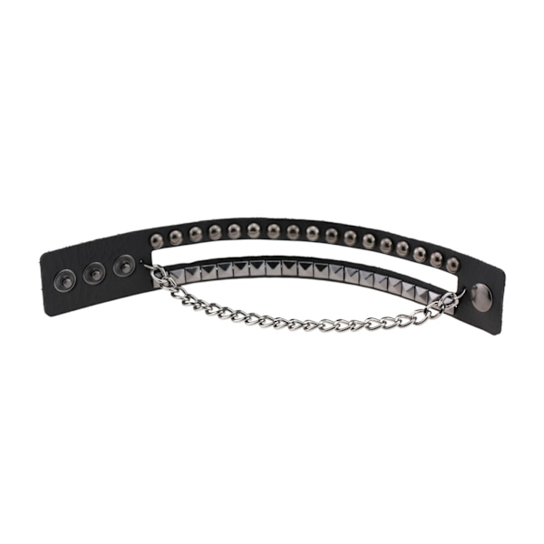 Punkarmband för män och kvinnor - Gotiskt svart läderarmband med nitar och nitmanschetter, justerbart flerskiktsarmband