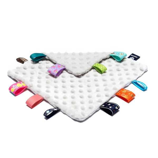Fw Baby Beroligende Håndkle Komfortabelt Baby Tag Sikkerhetspledd med Fargerike Merkelapper Myk Komfortør Plysj Lindrende Håndkle for Spedbarn Småbarn Grey